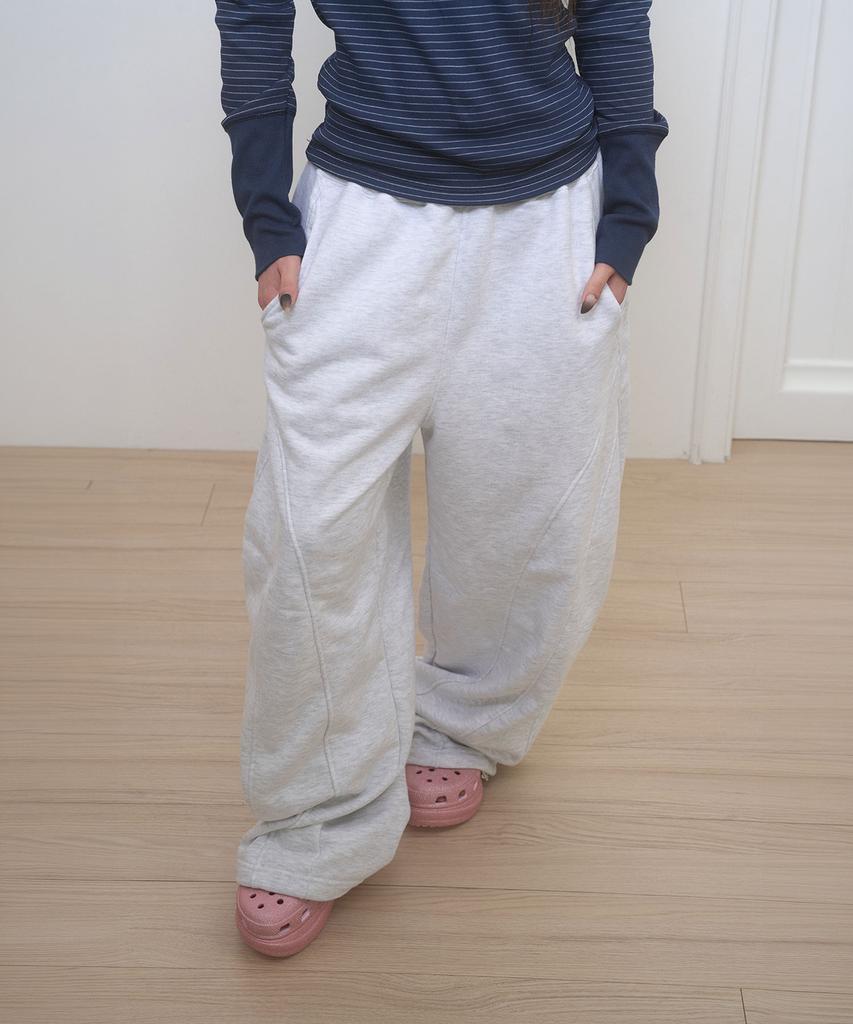Limekeu Flow Line Wide Pants Light Gray