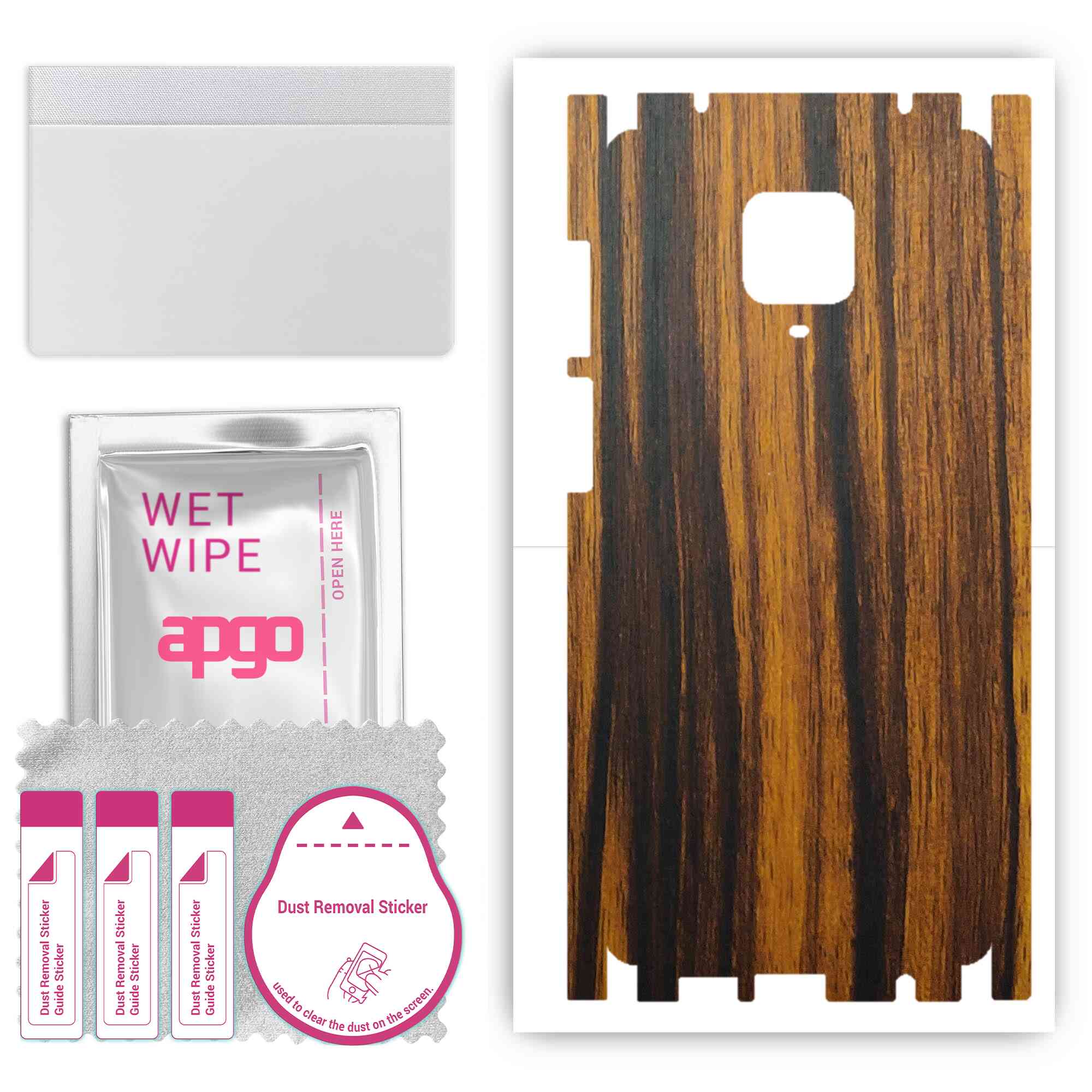 

apgo Захисна наклейка Skin для задньої та бокової сторони, сумісна з Xiaomi Redmi Note 9 Pro, Full Wrap Film, Foil, Vinyl - Pattern Tigerwood