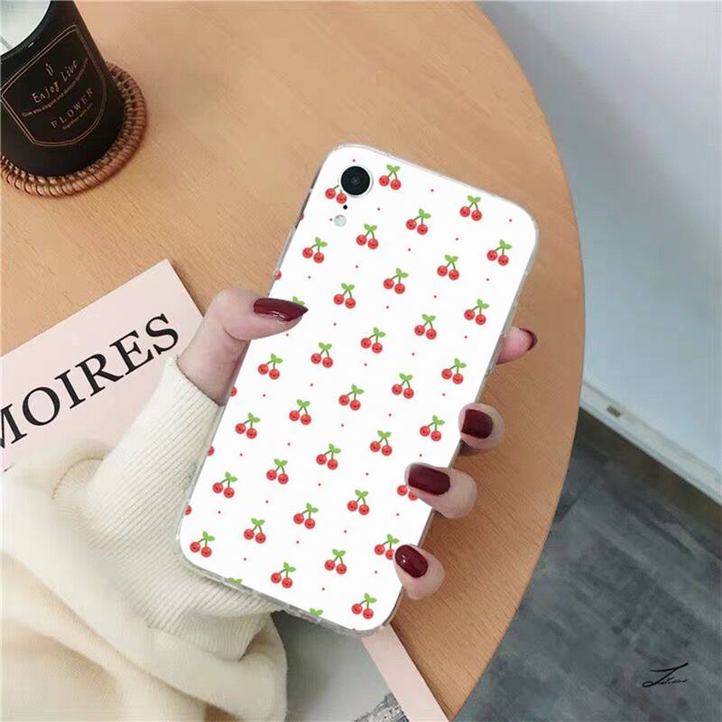 Food fruit red pomegranate and Cherry Phone Case for iPhone 13 11 12 pro XS MAX 8 7 6 6S Plus X 5S SE 2020 XR case