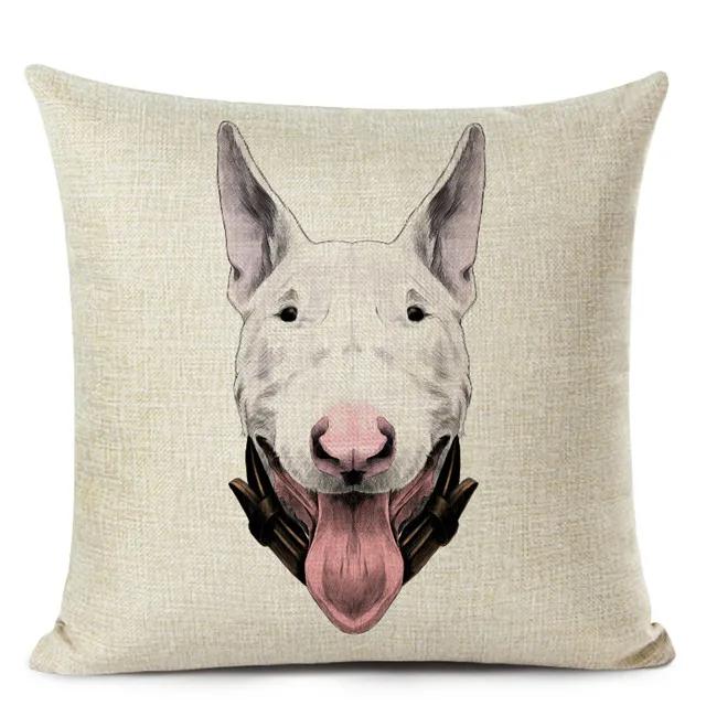 Bull Terrier Cushion Cover Cute Dog Printed Throw Pillows Cover Car Sofa Decorative Pillowcase Home Decor 45x45cm