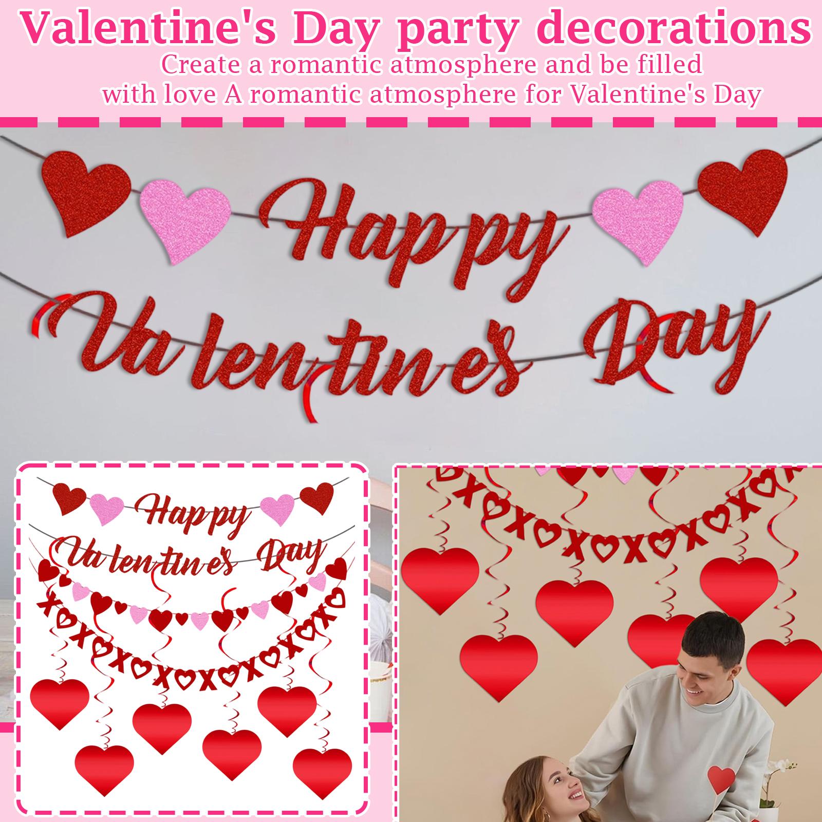 

Valentine s Day Decorative Pull Flag XO Pull Flower Heart Spiral Hanging Ornament one size