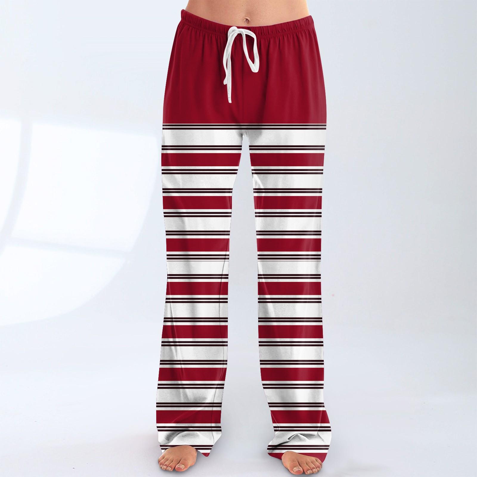 

Женские пижамные штаны, одежда для сна, повседневные брюки с эластичной резинкой на талии, удобные прямые свободные брюки для йоги XL красный