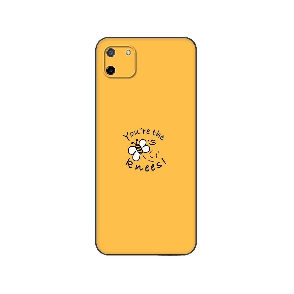Black Tpu Case For OPPO Realme C11 Case For Realme C 11 RealmeC11 Back RMX2185 Case Cover Bee Art Print Cute Cartoon Floral