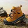 Children's Waterproof Hiking Boots, Leather Toe Cap, Wear-Resistant, Stylish, Ages 6-14, Yellow