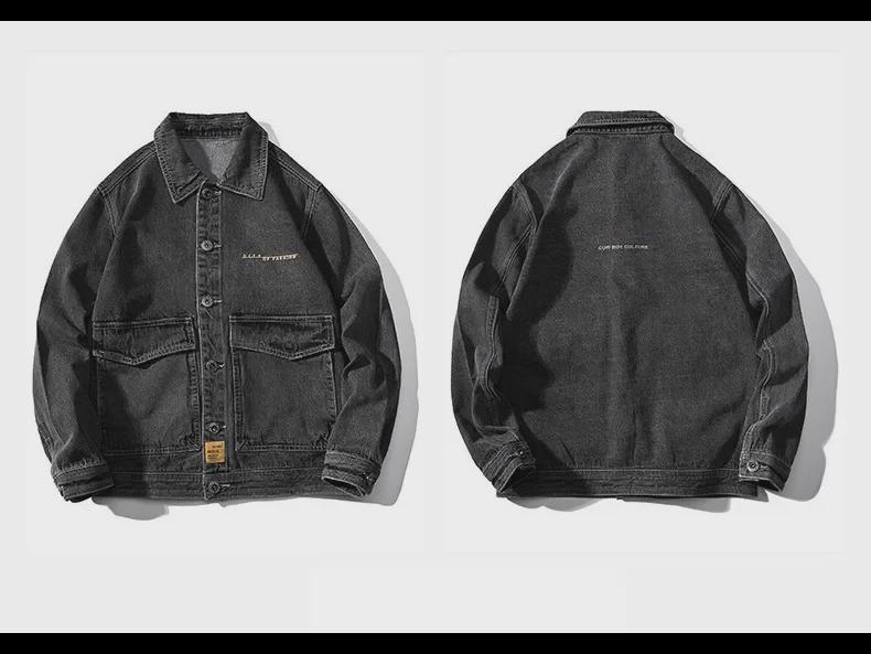 Men's Denim Jacket with Large Pockets – Spring/Autumn Trend, Casual Korean-Japanese Style