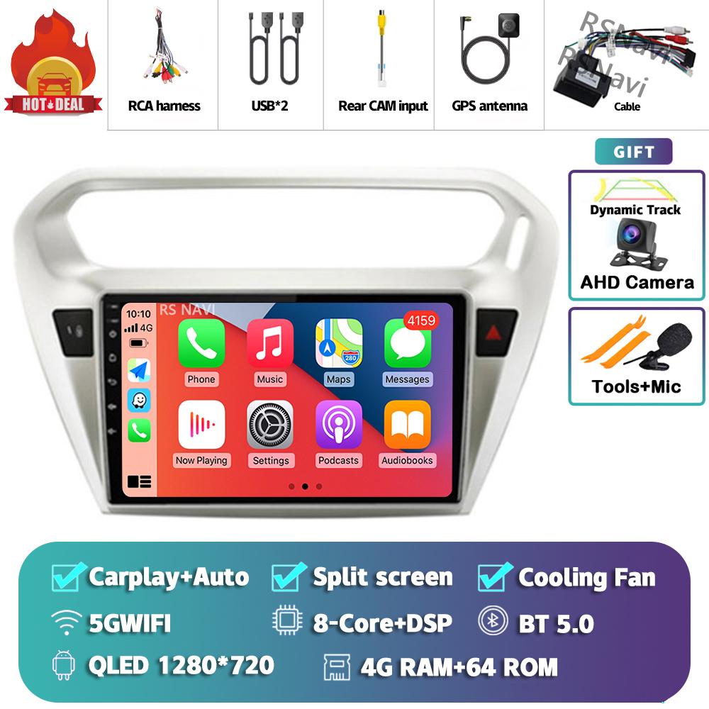 Android 14 Carplay Car Radio For Peugeot 301 2013 - 2016 Multimedia Video Player Navigation GPS Stereo AI Voice 360 Camera 2Din