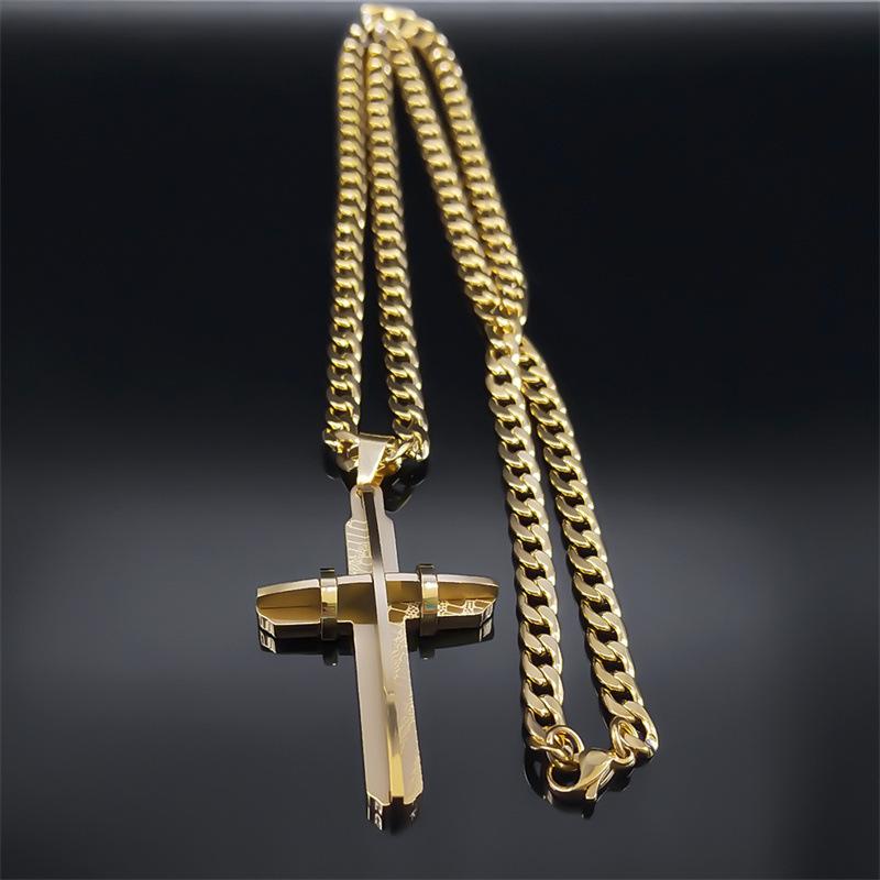 HNSP Edelstahl 3D Kreuz Anhänger Kettenhalskette Für Männer Christus Medaille Zirkon Accessoires Geschenk