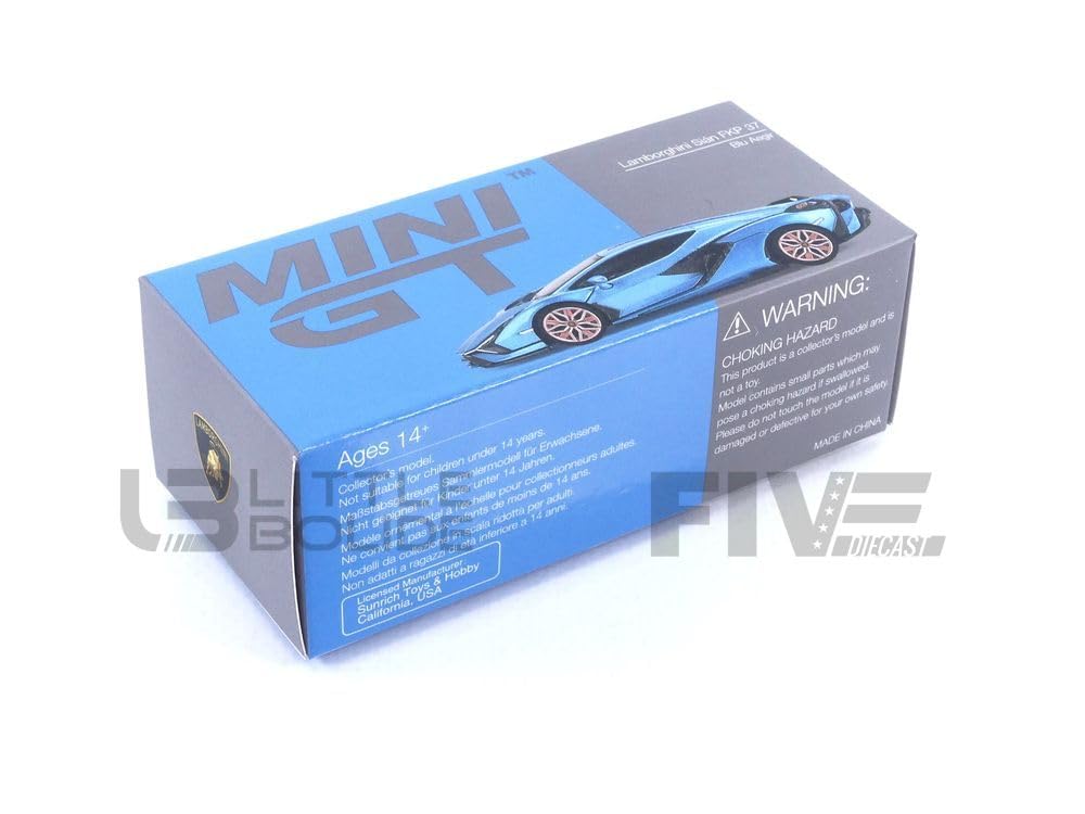 TrueScale Miniatures MINI GT Lamborghini FKP 37 Blu Aegir Drive Finished Model 1/64 Sián Left-Hand