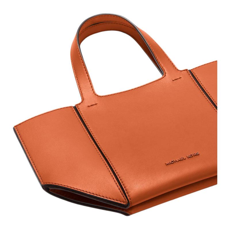 Michael Kors Jordi Brand Letter Logo Tote Bag Leather Handbag Small Women's Orange