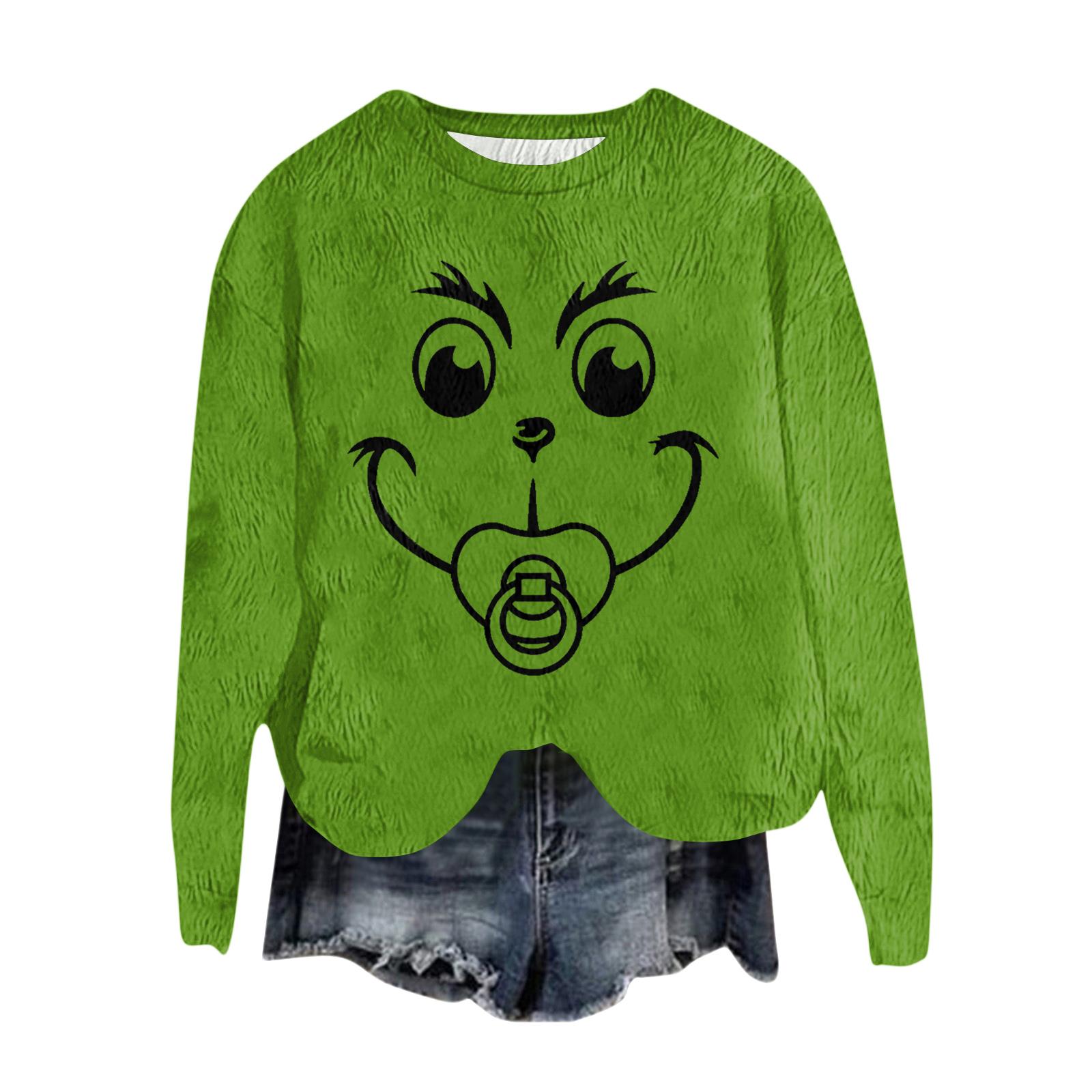 

Женский модный пуловер с круглым вырезом и длинными рукавами, толстовка с рождественским принтом XXL винный