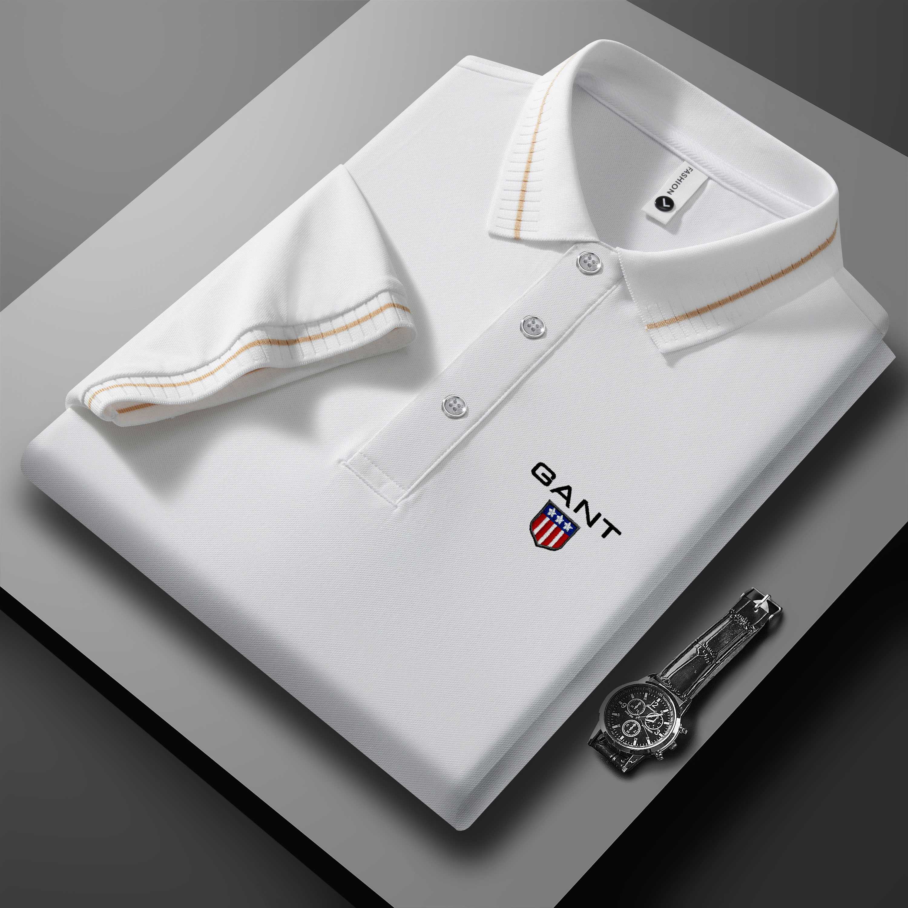 

GANT 2025 Summer New Sport Casual Embroidered Lapel T-shirt Moisture Wicking and Sweat Wicking Polo Shirt XL білий