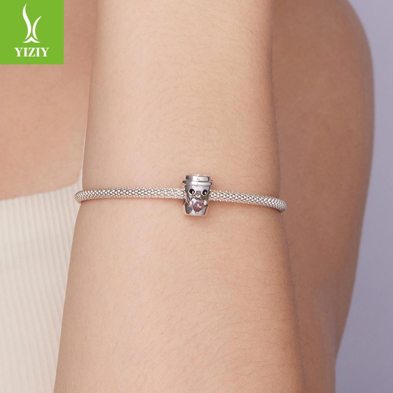 Creative Design Love Coffee Cup Beaded Accessories S925 Sterling Silver Cozy Life Diy Beads Loose Beads