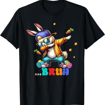 Bruh Dab Bunny Easter Funny Kids Toddler Boys Mens Easter T-Shirt