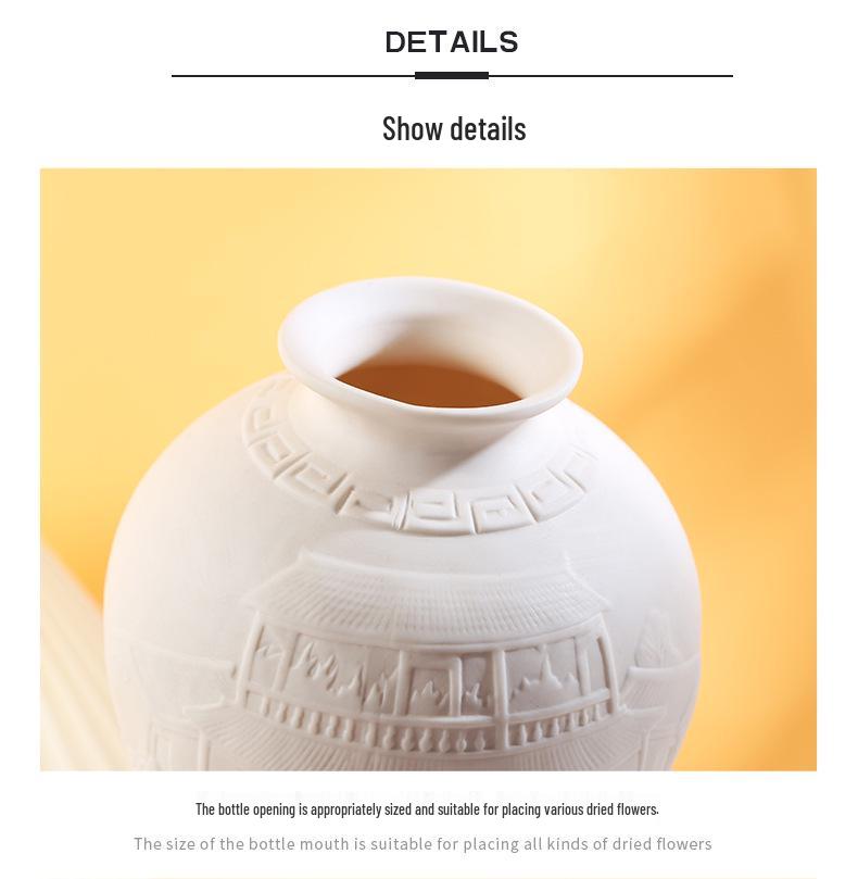 Nordic White Ceramic Vase for Fresh or Dried Flowers - Minimalist Living Room Decor