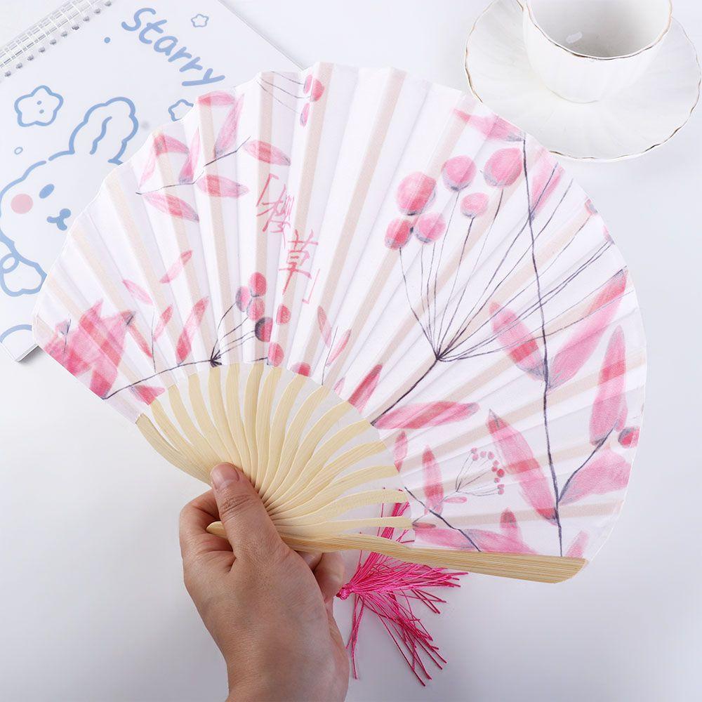 Japanese Shell Fan Summer Folding Silk Fan Chinese Retro Portable Women Bamboo Dance Fans Mini Wedding Gift Hand Fans Home Decor
