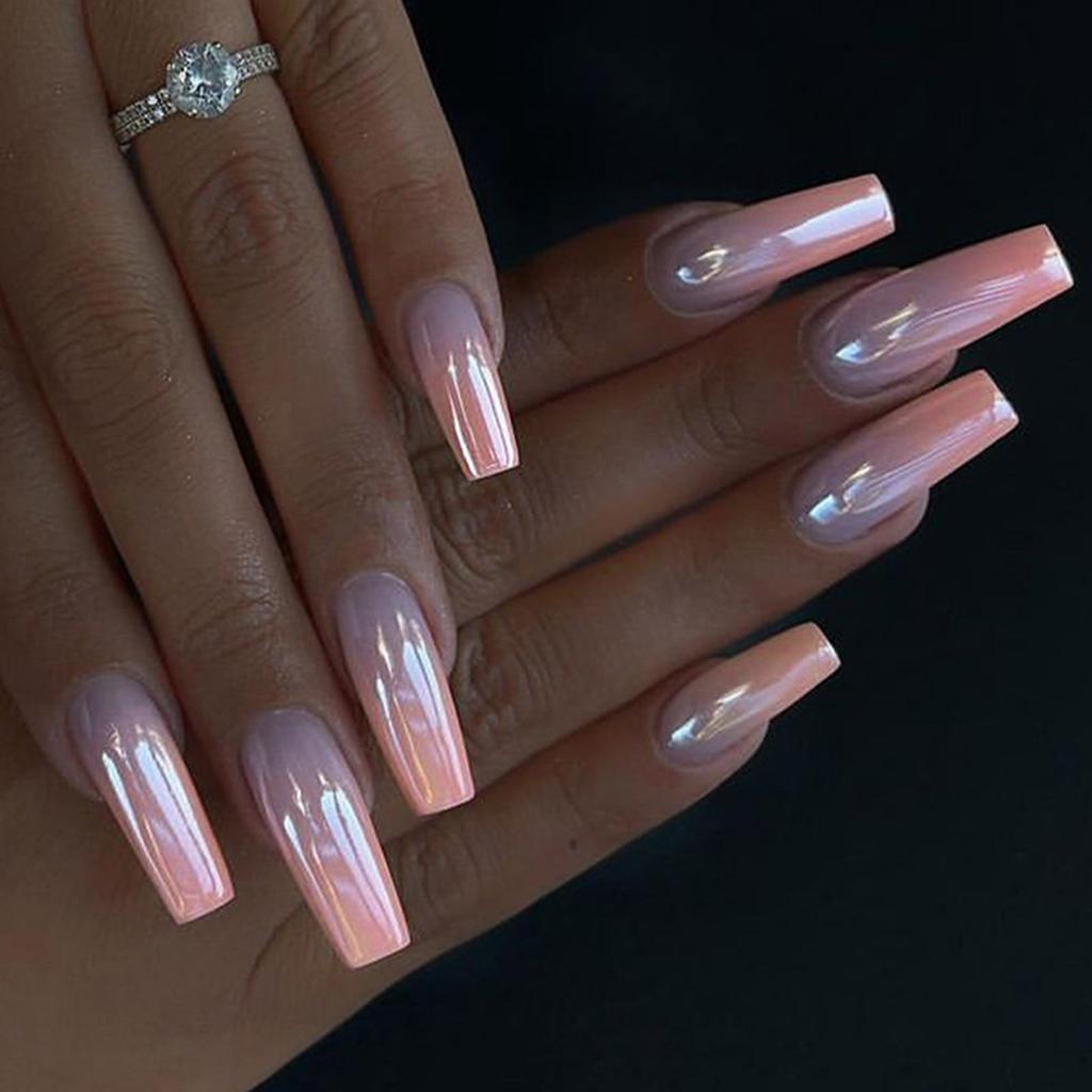 24ks sada na nehty s dlouhým čtvercovým francouzským gradientním nalepovacím nehtem, umělé nehty pro ženy, párty a rande, doplňky na nehty