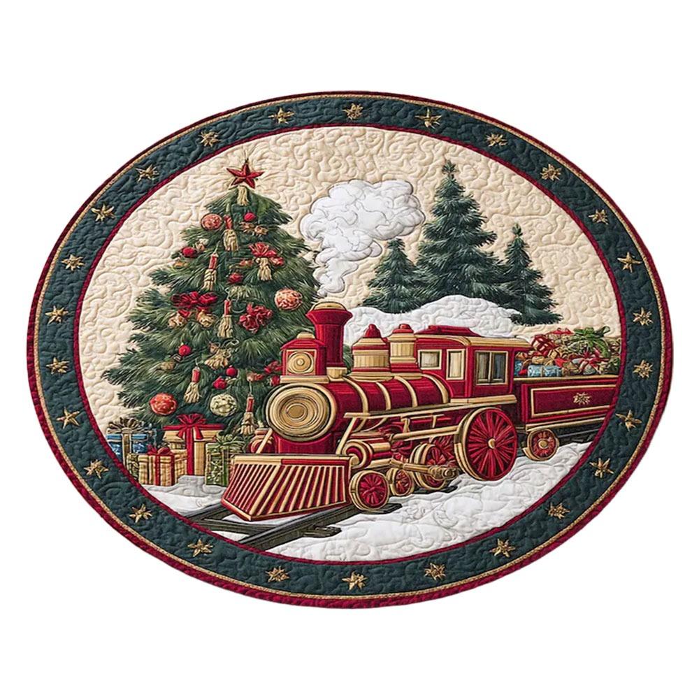 60*60cm Christmas Round Carpet Crystal Velvet Red Christmas Tree Base Mat 3D Special-shaped Anti-Slip Entrance Carpet