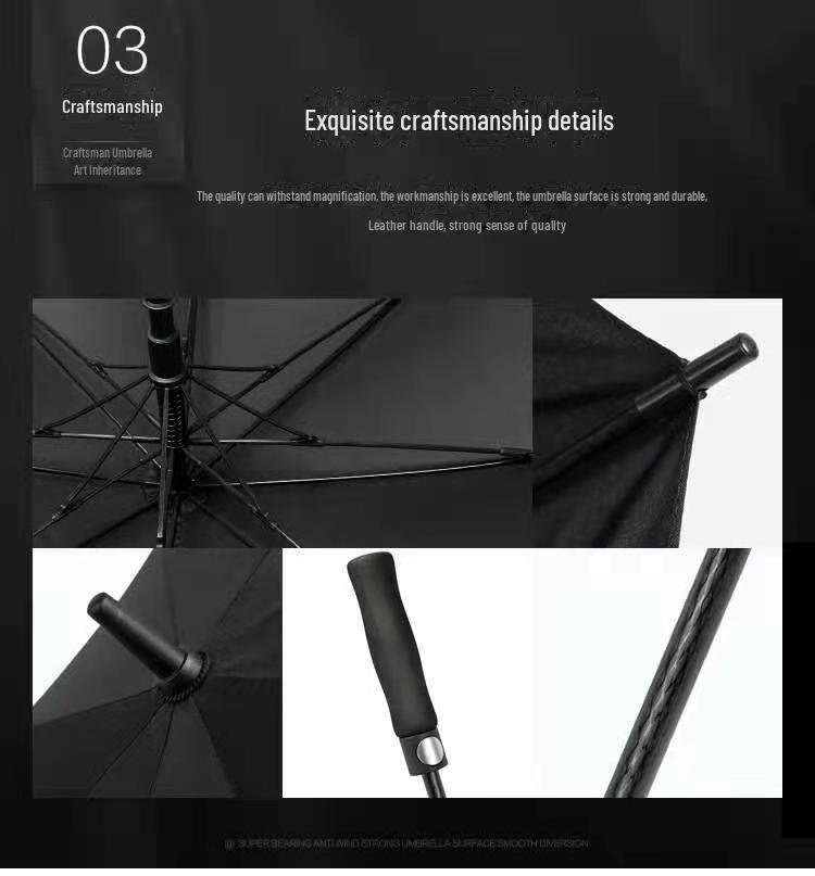 Umbrelă de golf automată cu mâner lung, rezistentă la vânt - din fibră integrală, mare, personalizabilă pentru cadouri de afaceri.