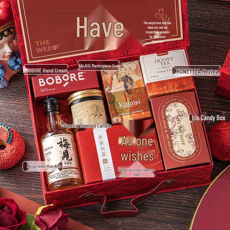 Freudiges Hochzeitsgastgeschenk-Set: Elegante Handtaschen-Geschenkbox für Brautjungfern und weibliche Gäste