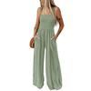Summer and Autumn Pure Color Women Sexy Suspenders Sleeveless Jumpsuit Wide Leg Pants Office Work Ladies Romper