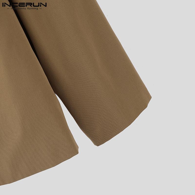 INCERUN Oversized Men Casual Long Sleeve Buttons Up Blazer Tops