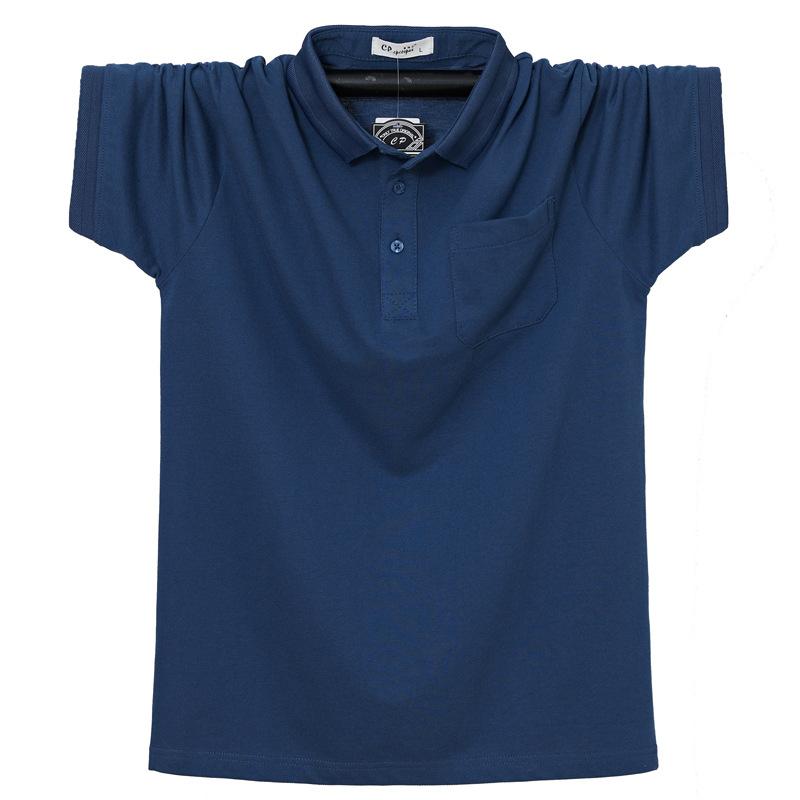 New Summer Men's Cotton Polo Shirts Loose Plus Size Pocket Breathable Absorb Sweat Casual Business Polo Shirt