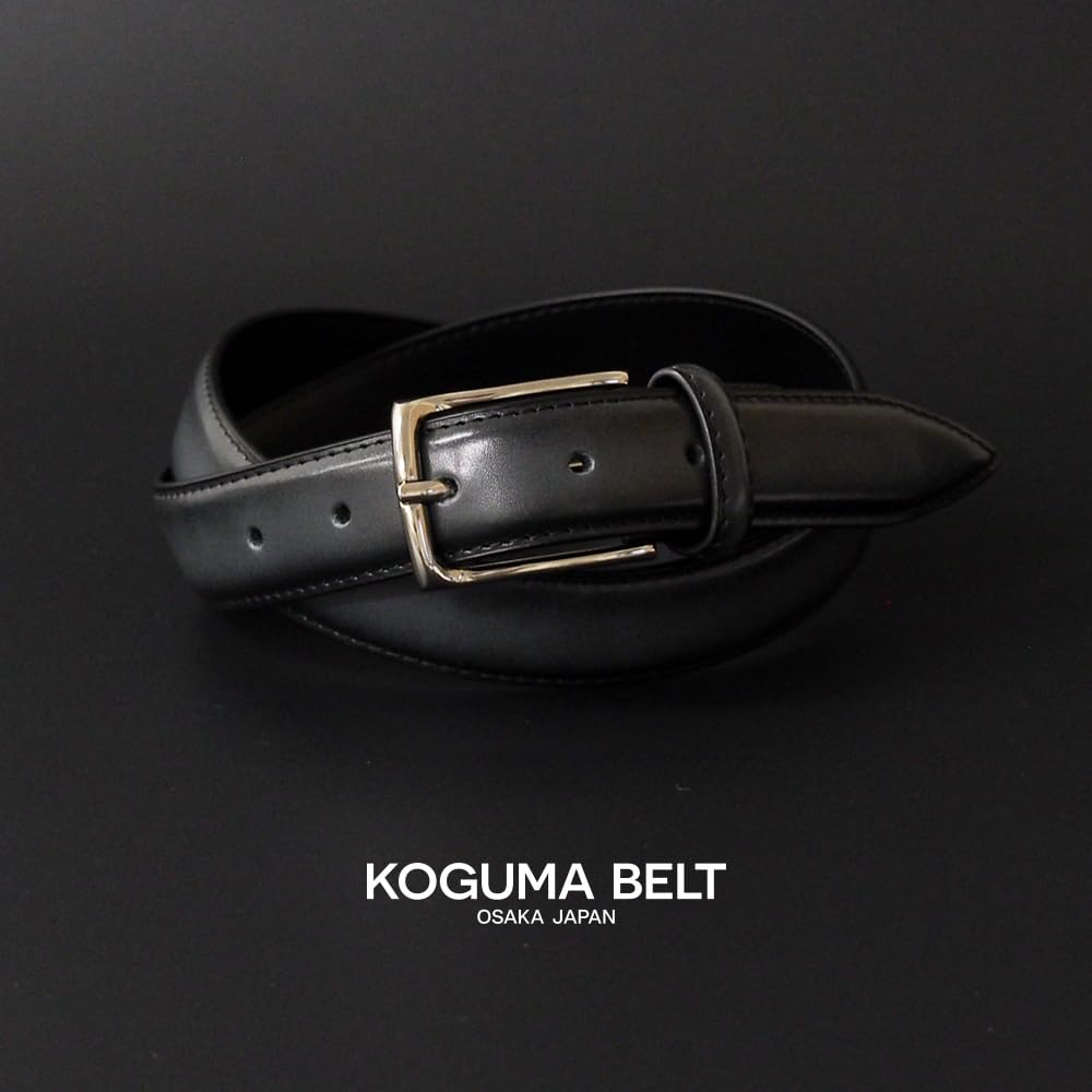 [KOGUMA BELT] Koguma Belt Men's Business Dress Belt, Gentleman's Belt, Suit Belt, Cowhide Leather, Genuine Leather, 30mm Width (3cm Width), Free