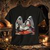 Ghosts Eating Pizza Tee | Halloween Spooky Pizza Party Shirt, Halloween T-shirt, Embroidered Ghost