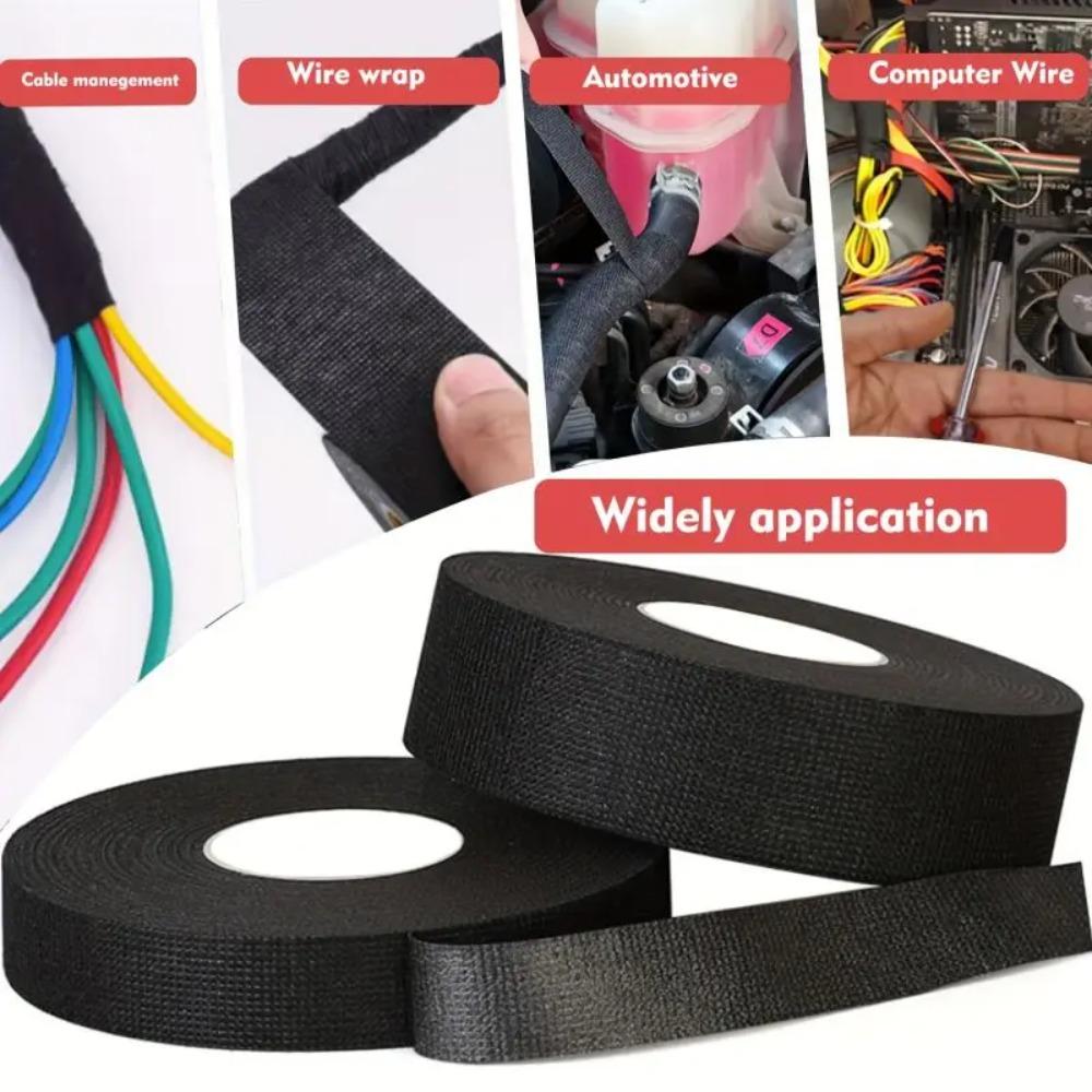 Electrical Tape Heat Resistant Harness Car Cable Harness Waterproof Insulating Electrical Tape Black Self Adhesive Fabric Tape