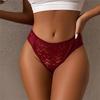Koronkowe stringi damskie Jednokolorowe majtki z niskim stanem Bawełniana bielizna Hollow stringi Bielizna intymna