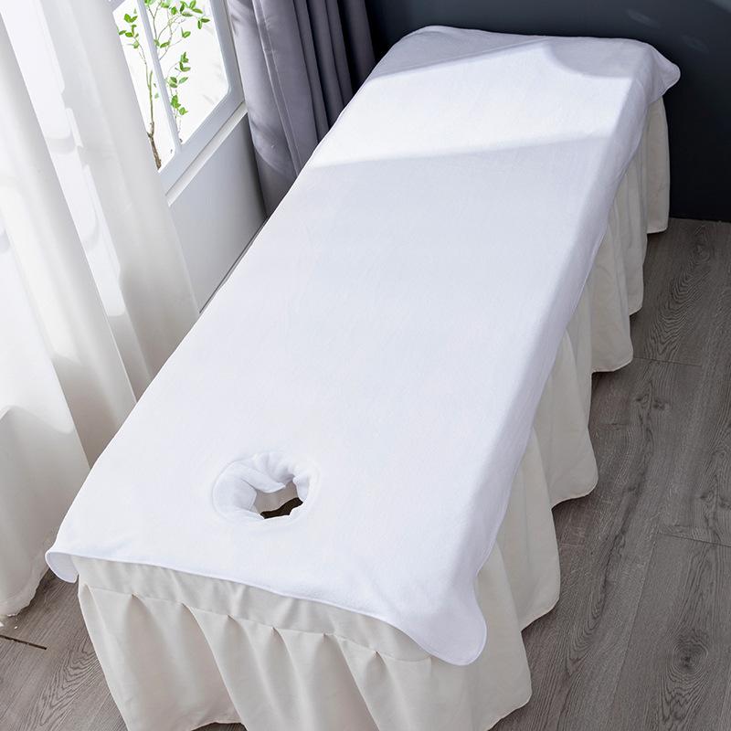 Coral Fleece Beauty Massage Bed Cover Sheet SPA Massage Bed Table Cover Face Hole Body Spa Salon Bedspread Decoration