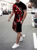 2024 New Summer Fashion Animal Print Suit Black and White Tiger 3D Pattern Outdoor Street Shooting Sportswear Men's Casual Wear