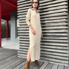 New Pattern Women Autumn Winter Sexy V Neck Long Sleeve Knitted Sweater Dress Long Sleeve Straight Cozy Pullover Slim Dresses