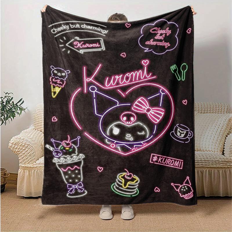 1pc Kuromi's Sweet Adventure Blanket Soft Warm Bedding Throw for Room Decor, Living Room, Travel, Camping, Car Blankets, Beach, Office Naps, Gift Home