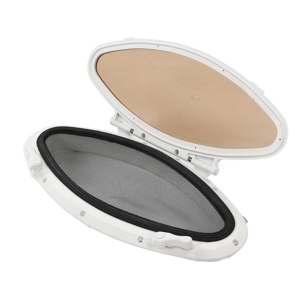 470x210mm Inward Opening Oval Porthole Anti UV Waterproof Portlight with Insect Screen Switch Handle for Yacht Ships