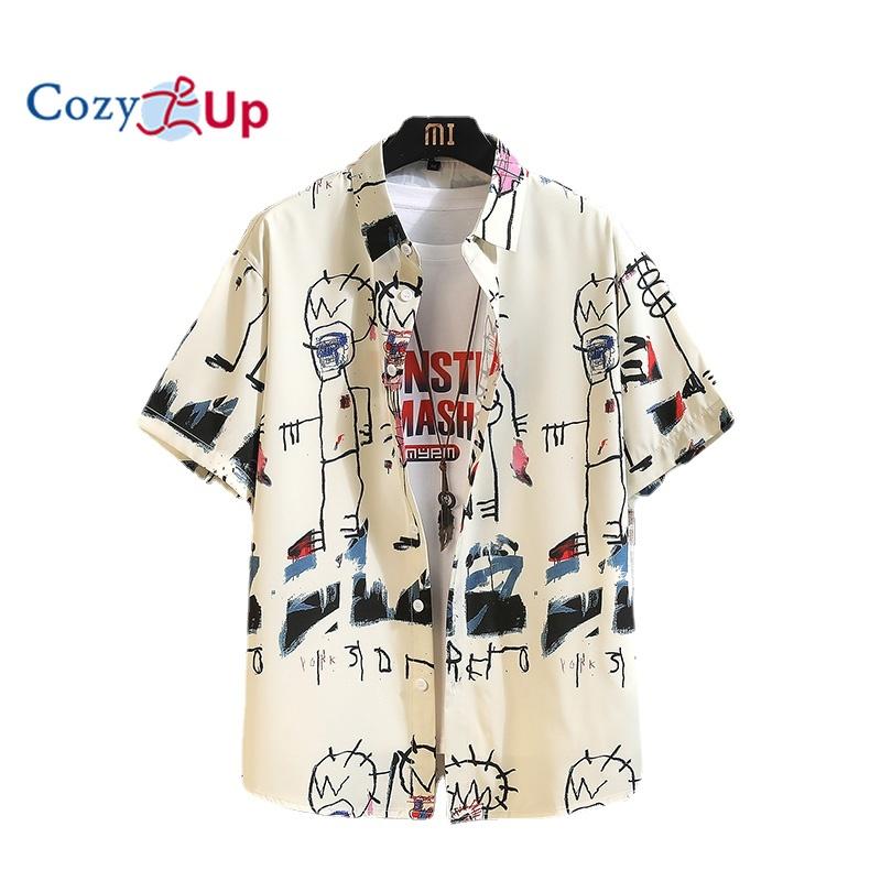 Рубашка Cosy Up с короткими рукавами мужская свободная и струящаяся мультяшная рубашка тонкая рубашка XXL 2270₽