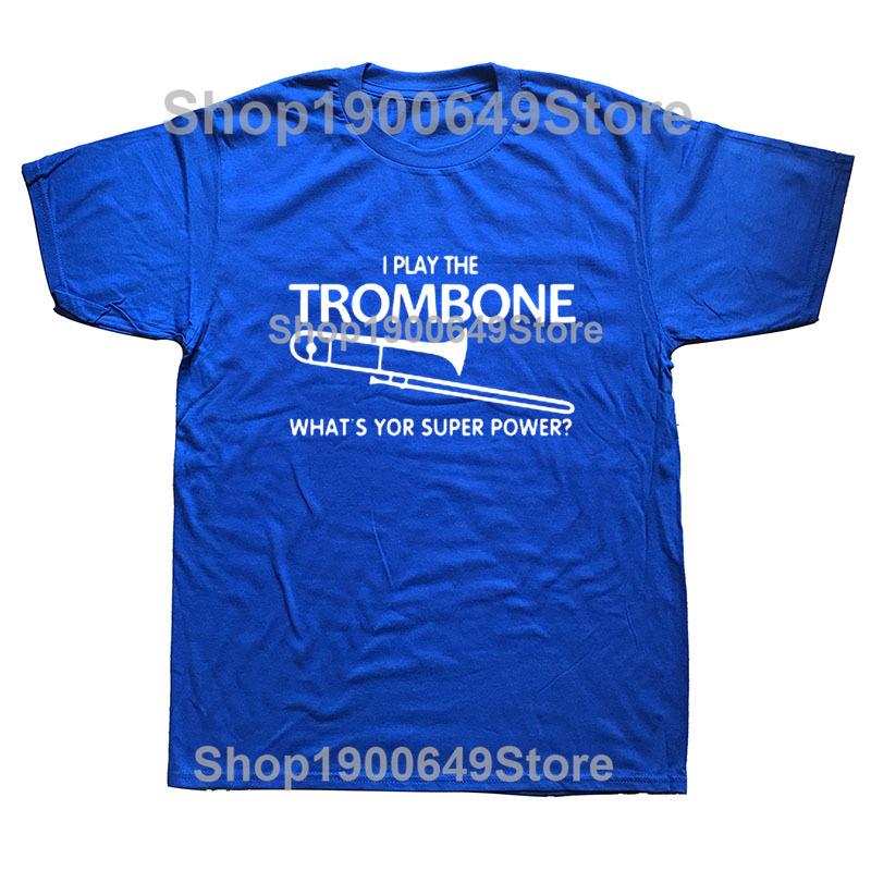 Summer I Play The Trombone Music Lover Trombone Heartbeat TShirt Men New Short Sleeve T Shirt Cotton Men Funny