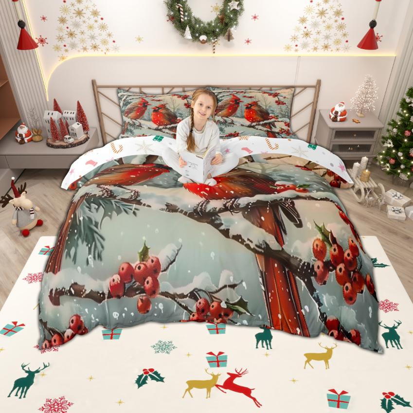 

Homewish Cartoon Santa Claus Duvet Cover Set, Snowman Snowflake Bedding Set, Cardinal Bird Bedroom Set, Room Decor DE XS 100x135cm 2pcs&set