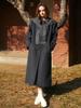 The Studio K Muffler Layered Long Coat_Gray