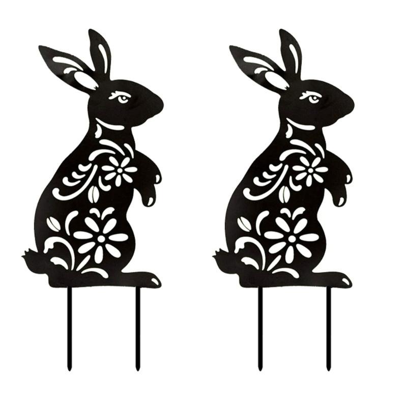 Easter Bunny Garden Stake Acrylic Decorative Sign Party Decoration Supplies for Holiday New Year Birthday Party