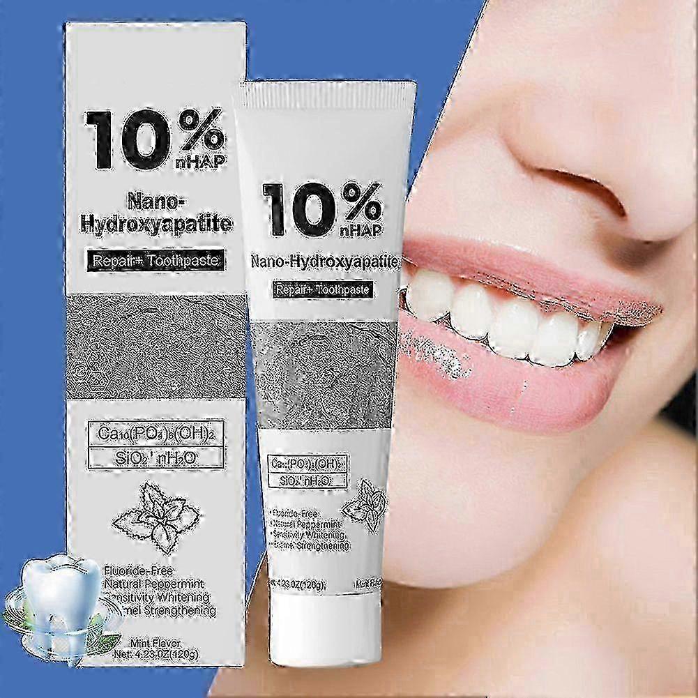 10% nHAP Nanohydroxylapatit Zahnpasta Fluoridfrei Zahnschmelz Reparatur Aufhellende Zahnpasta, Cool Mint Frischer Atem