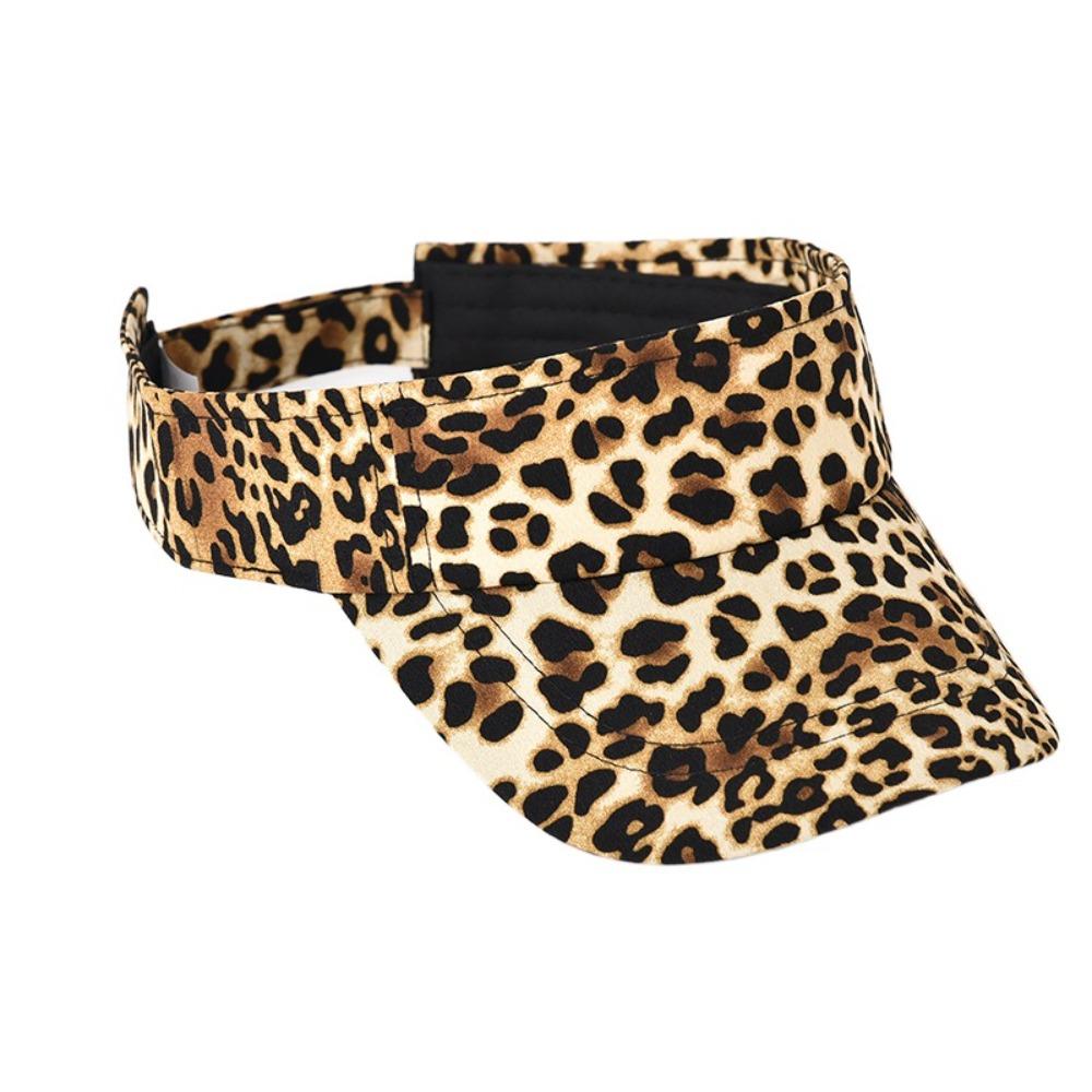 Empty Top Leopard Print Sun Hat Anti-UV Women Sunshade Hat Adjustable Sun Protection Hat  Ladies