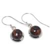 Orecchino in Argento Sterling Massiccio 925 con Pietra Preziosa di Ossidiana Mogano Naturale 1,25" m3t20