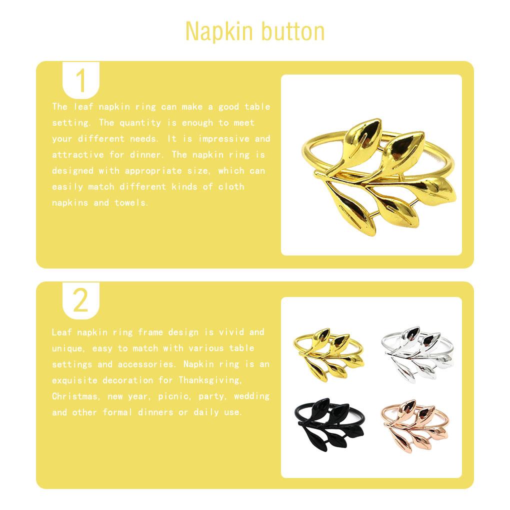 Valentine Napkins Plated Leaf Design Buckle Holders Napkin Rings Decorations Table Setting for Everyday Use Party Supplies