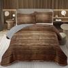 Wood Barn Door Bedspread Queen/Twin Wood Grain Quilted Coverlet Retro Rustic Farmhouse Bedding Set Reversible Grey Quilt Set