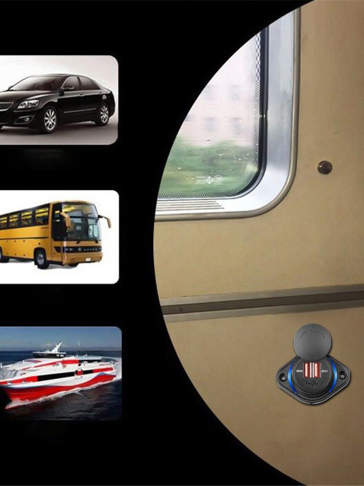 Quick Charge QC 3.0 Dual USB Charger with Sliding Cap Waterproof 12V/24V Fast Charge USB Charger for Car Boat Bus RV Home