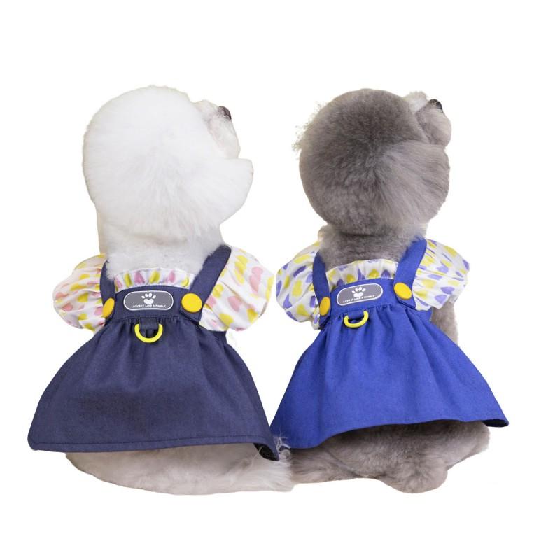 Pet Dog Cat Dress Lightweight Ruffled Denim Skirt Princess Style Small Medium Large Dogs