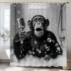 Funny Monkey Black and White Fun Animals In Bathtub Shower Curtain, Bathroom Decorative Shower Curtain,with Hooks