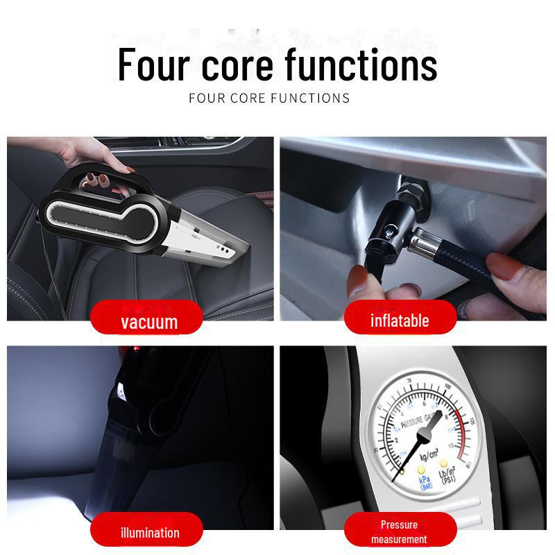 Multifunctional Four-in-One Portable Car Vacuum Cleaner: High-Power Air Pump & Handheld Tool