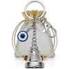 OTTAVO Evil Eye Bell Keychain, Metal Nazar Battu, Good Luck Charm for Car